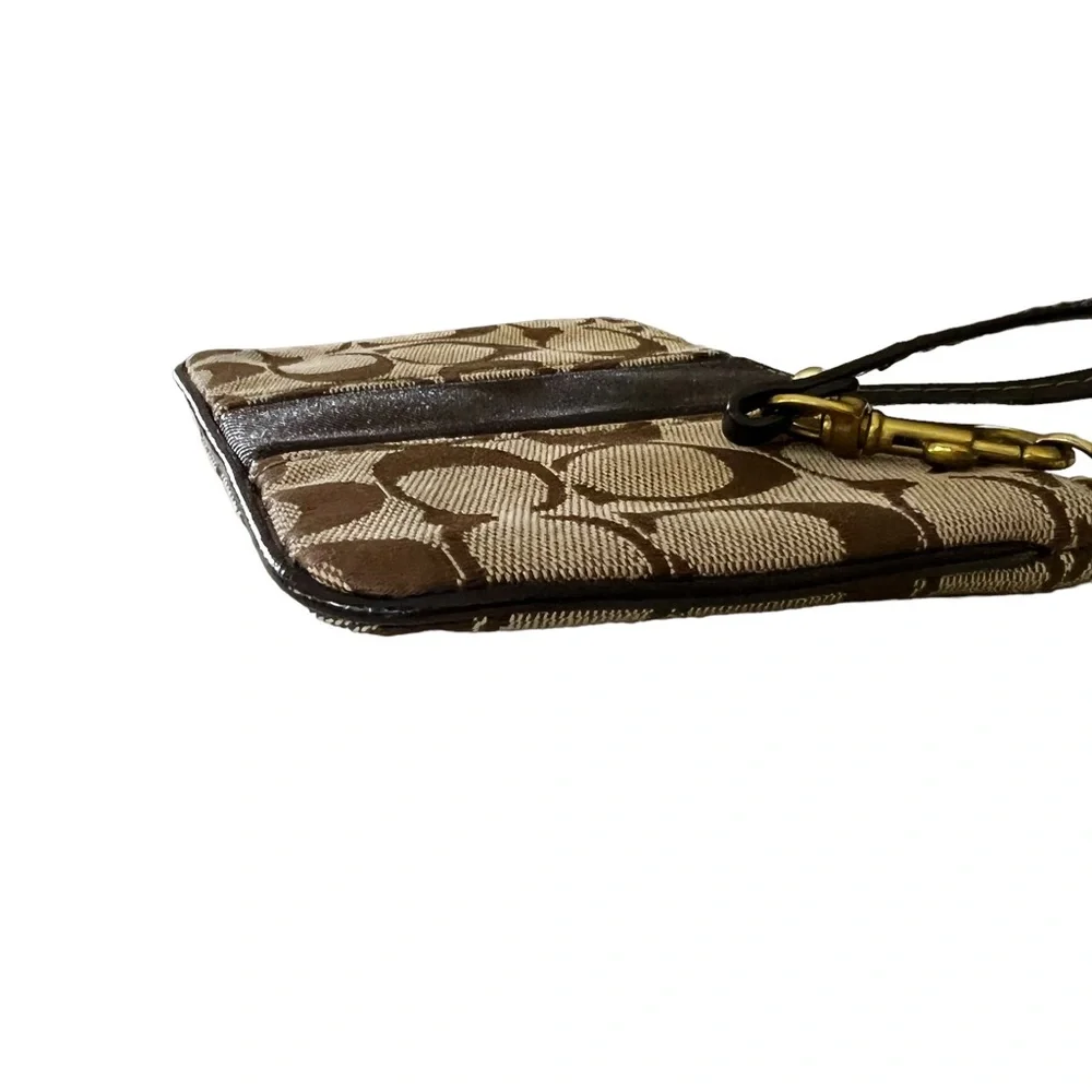 Coach Wristlet Dark Brown Logo